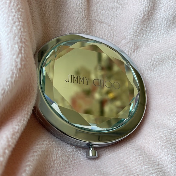 RARE Jimmy Choo shoes faceted magnifying pocket purse mirror compact w/ dust bag - Picture 4 of 9